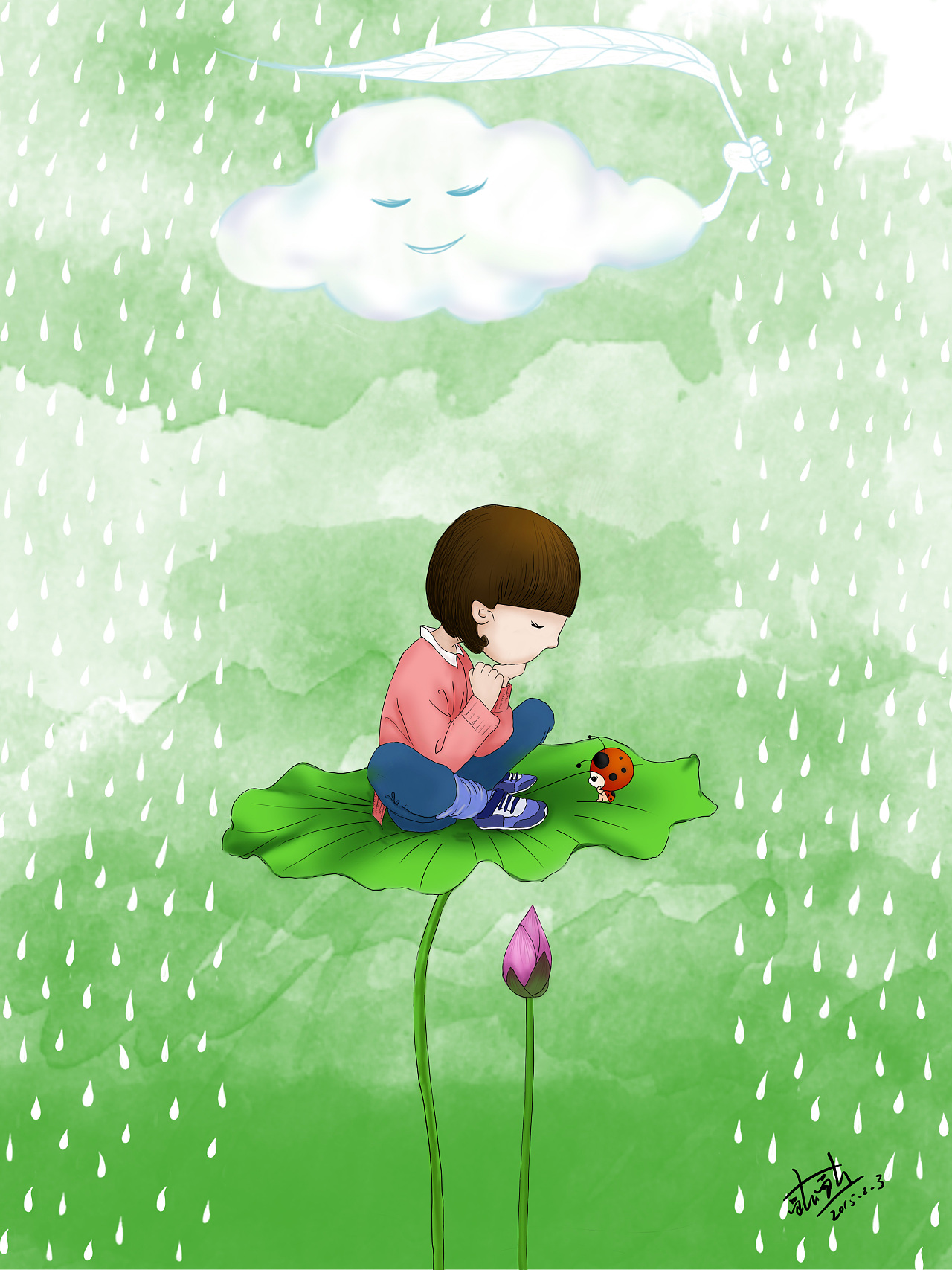 自闭症儿童的世界，一帧插画，一片星空